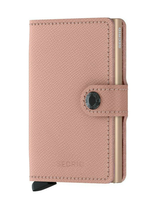 Secrid Miniwallet Crisple Piele Portofel bărbați Cărți cu RFID și mecanism de glisare Rose Floral