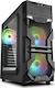 Sharkoon VG7-W RGB Gaming Midi Tower Computer Case with Window Panel Black