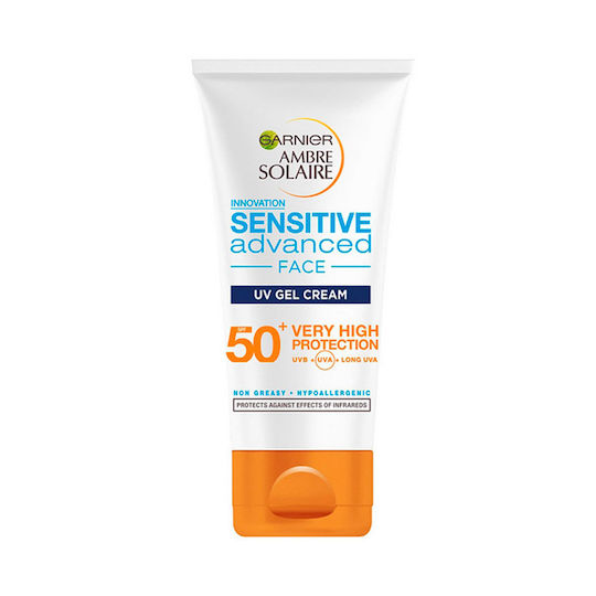 Garnier Ambre Solaire Sensitive Advanced Protection UV Gel Cream Водоустойчив Слънцезащитен Гел За лице SPF50 50мл