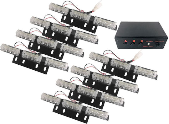 GloboStar Bară de Semnalizare Auto LED 12 / 24V Impermeabilă 19cm cu Portocaliu Iluminare