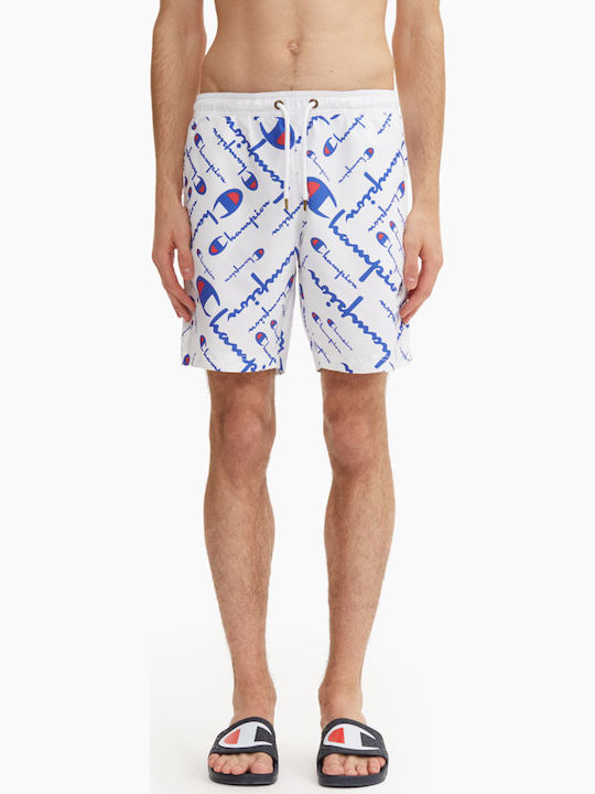 Men's Swimwear Shorts White with Patterns