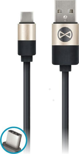 Forever USB 2.0 Cable USB-C Male - USB-A Black 1m