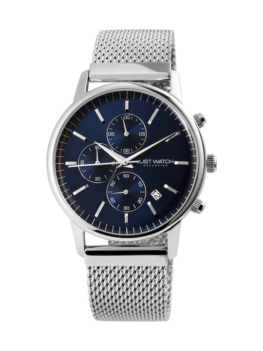 Just Watch Exclusive Watch Chronograph Battery with Silver Metal Bracelet