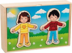 Wooden Kids Peg Puzzle Boy and Girl Dress Up Box 36pcs Goki