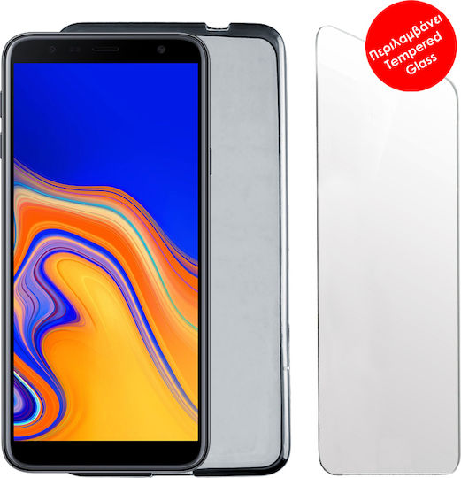 Volte-Tel Back Cover Σιλικόνης 0.3mm Σετ με Τζαμάκι Γκρι (Galaxy J4+)