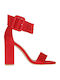 Envie Shoes Suede Γυναικεία Πέδιλα με Χοντρό Ψηλό Τακούνι σε Κόκκινο Χρώμα