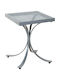 191519 Outdoor Dinner Free Standing Table with Glass Surface and Metal Frame Galvanize 45x45x57cm