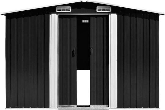 Metallic Garden Shed Galvanized Anthracite with Air Vents M2.57xW2.98xH1.78m