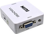 Anga Μετατροπέας VGA female σε HDMI female Λευκό (PS-M600)