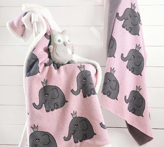 Rythmos Pătură Pepinieră Swaddling pături Elephant Jacquard 100% bumbac Roz 80x100cm