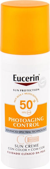 Eucerin Sun Крем Оцветен Фотоъстаряване Контрол Слънцезащитен Крем за Лице SPF50 с Цвят 50мл