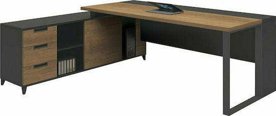 Ecke Professionelles Büro Proline Holz Walnut Oak - Black 180x160x75cm