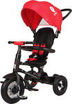 Q Play Παιδικό Τρίκυκλο Ποδήλατο Faltbar & Umbaubar mit Elternlenkung, Luftreifen, Zelt & Aufbewahrungsmöglichkeit Rito Air für 10+ Monate Rot