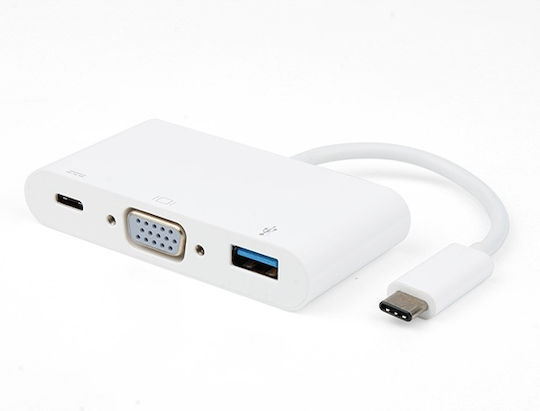 Vivanco Convertor USB-C masculin în USB-A / VGA feminin Alb 1buc 34294