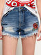 Superdry Eliza Cut Off Women's Jean Shorts Blue