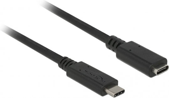 DeLock USB 3.1 Video Cable USB-C Male - USB-C Female 60W PD Black 1.5m 85534