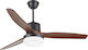 Lineme Ponente Ventilator De Tavan 132cm Cu Lentile De Mărire Maro / Negru