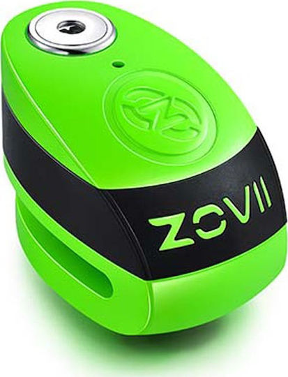 Zovii ZD6 Motorcycle Disc Brake Lock with Alarm & 6mm Pin in Green