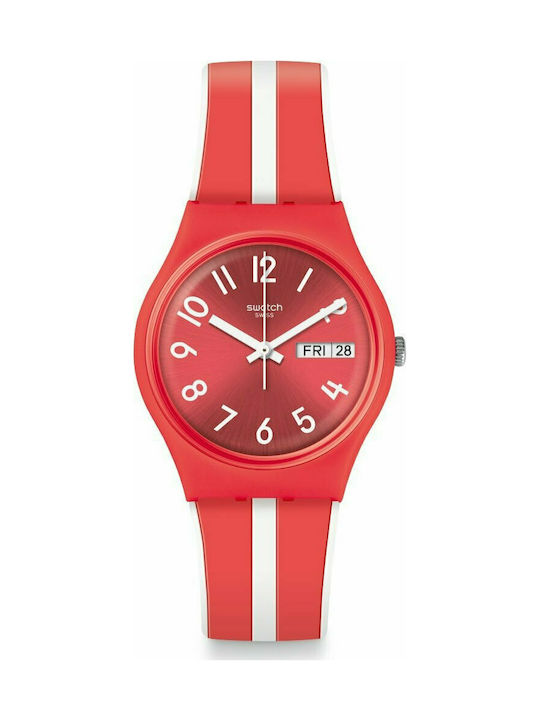 Swatch Sanguinello Watch with Red Rubber Strap