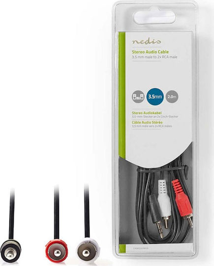 Nedis Кабел За Звук 3,5 мм Мъжки - RCA Мъжки Черен 2м CAGB22200BK20