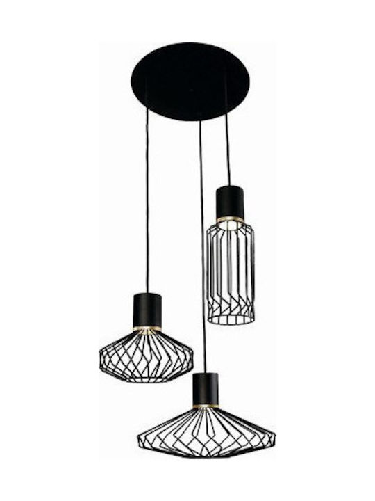 Nowodvorski Pendant Light Three-Light Grid for Socket GU10 Black