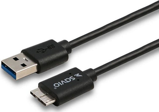 Savio Regular USB 3.0 to micro USB Cable Μαύρο 1m (CL-102)