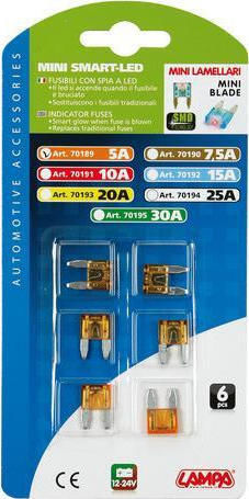 Lampa Smart-Led MicroBlade Indicator Fuses 12/32V 5A Set Siguranțe Auto Lamelare 6buc