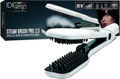 ID Italian Steam Brush 2.0 Hair Straightener with Steam & Ceramic Plates 80W