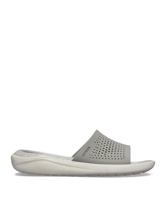 Crocs Literide Slides Smoke/Pearl White