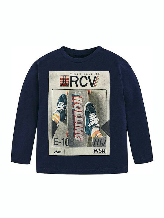 Mayoral Kids Blouse Long Sleeve Navy Blue