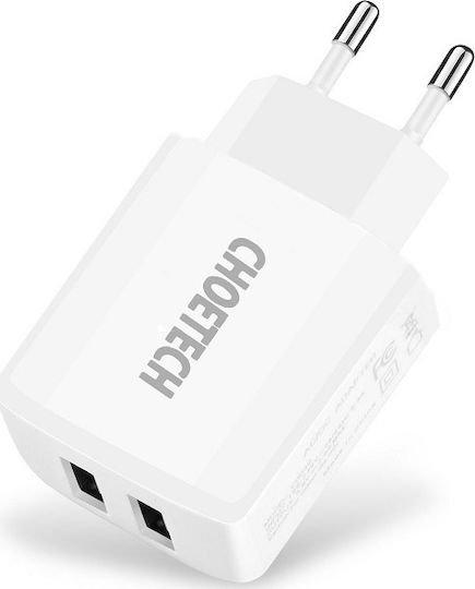Choetech Φορτιστής Χωρίς Καλώδιο με 2 Θύρες USB-A Λευκός (C0030)