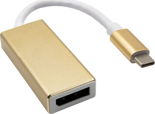 Akyga Конвертор USB-C мъжки към DisplayPort женски Златист 1бр AK-AD-56