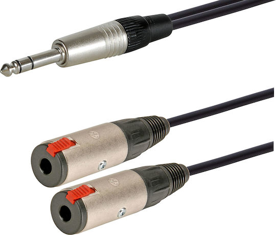 Prostage Kabel 6,3mm Stecker - 6,3mm Buchse 3m Schwarz (Y-TRF-03)