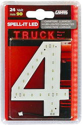 Lampa Spell-It Led 24V/90mm Red 4 Car LED Sign 24V Red