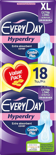Every Day Hyperdry Extra Long Sanitary Pads with Wings Ultra Plus for Heavy Flow 8 Drops Double Pack 2x9pcs