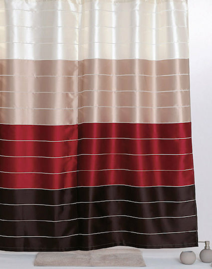 Import Hellas Multi Κουρτίνα Μπάνιου Υφασμάτινη 180x200 cm Κόκκινη-Καφέ-Ροζ