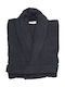 Viopros Classic Bathrobe with Collar Black 480gr/m²