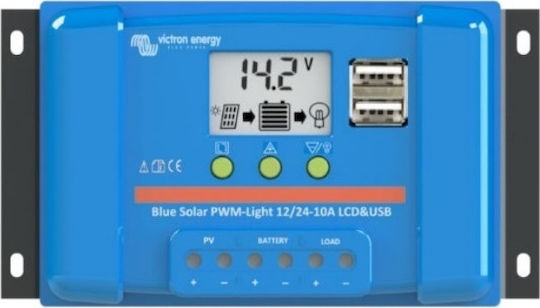 Victron Energy BlueSolar PWM-LCD+USB 12/24V-10A Ρυθμιστής Φόρτισης 24V 10A