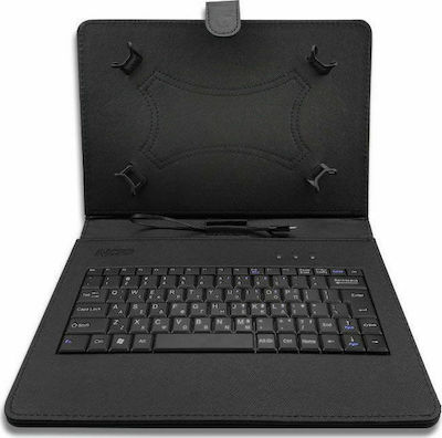 NOD TCK-10 Klappdeckel Synthetisches Leder mit Tastatur Griechisch Schwarz (Universal 10" -> Universell 10 Zoll) 141-0092