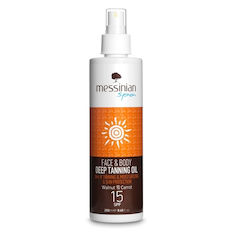Messinian Spa Sunscreen Deep Tanning Oil Walnut & Carrot Αντηλιακό Λάδι Προσώπου και Σώματος SPF15 σε Spray 250ml