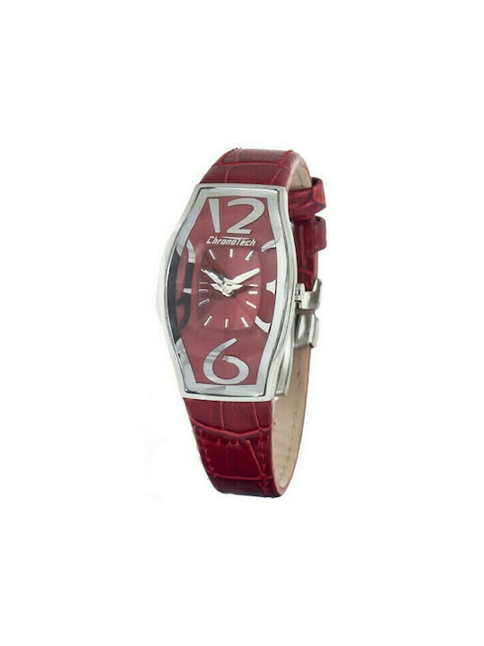 Chronotech Uhr mit Rot Lederarmband CT7932L-55
