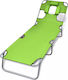 vidaXL Foldable Steel Beach Sunbed Green with P...