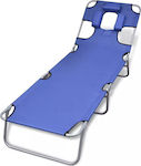 vidaXL Foldable Steel Beach Sunbed Blue with Pillow 189x58x27cm