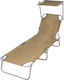 vidaXL Foldable Steel Beach Sunbed Brown with S...