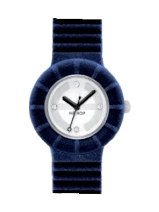 HipHop Hip Hop Velvet Watch with Navy Blue Fabric Strap