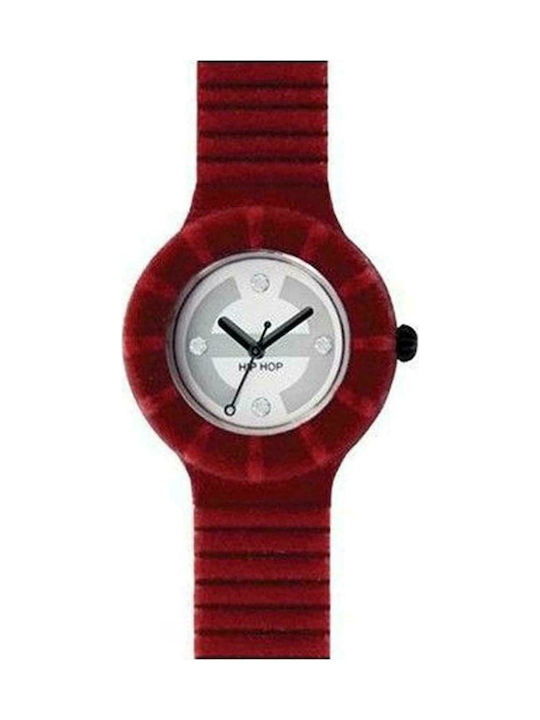 HipHop Hip Hop Velvet Watch with Fabric Strap Burgundy