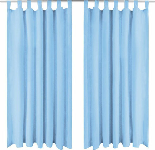 vidaXL vidaXL Vorhänge mit Oberer Registerkarte Microsatin Hellblau 140x175cm