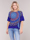 Desigual Liverpool Summer Women's Blouse Short Sleeve Blue