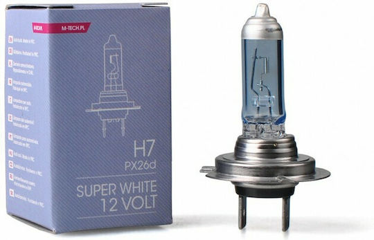 M-Tech Λάμπα Αυτοκινήτου & Μοτοσυκλέτας Super White H7 Αλογόνου 4000K Φυσικό Λευκό 12V 55W 1τμχ