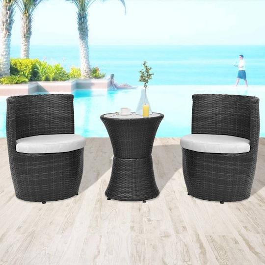 Garten- und Outdoor-Möbelsets für kleine Außenbereiche 3 Stück Schwarz mit Kissen